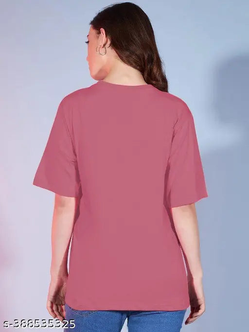 Women's oversized t-shirt in magenta cotton crew neck