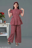 Striped crepe shirt plazzo set for girls, single item in 4-5 years size