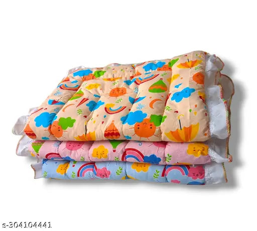 Multicolor cotton baby godadi pack of 3 with ruffled edges and cute designs.