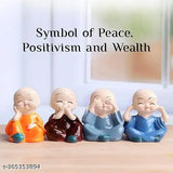 Polyethylene mini Buddha statues pack-4, colorful figurines for car dashboard, table top home decoration