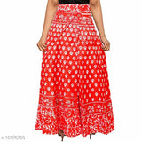 Printed cotton FrionKandy Jaipuri maxi skirt, Indian handcraft on model
