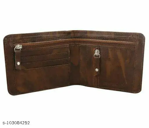 Solid faux leather bi-fold wallet, perfect for men's daily use, 3 compartments, free size (11cm x 9cm), India origin