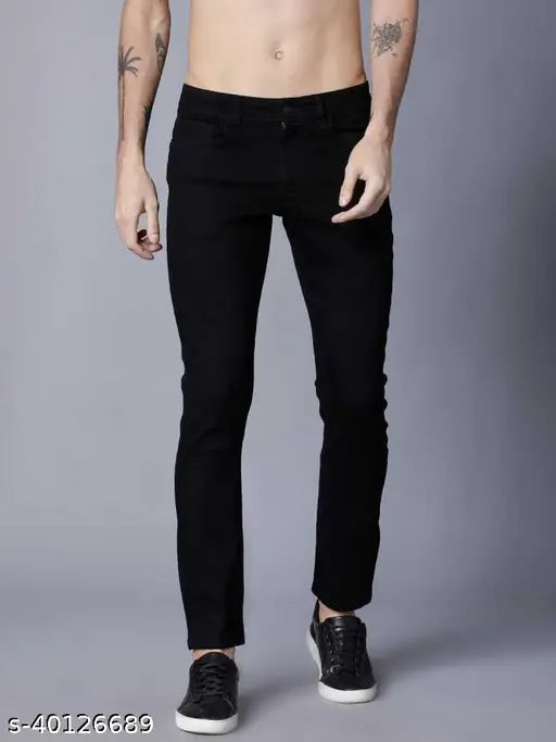 Solid denim, modern fit men's jeans (100% pure denim, stretchable). 28" waist, 44" length, made in India