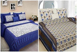 Jaipuri 100% cotton 2 double bedsheets & 4 pillow covers, queen size, soft & durable Indian cotton linens