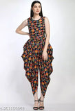 Sleeveless crepe print maxi jumpsuit for women, vibrant design suitable for festive events, Indian-made
