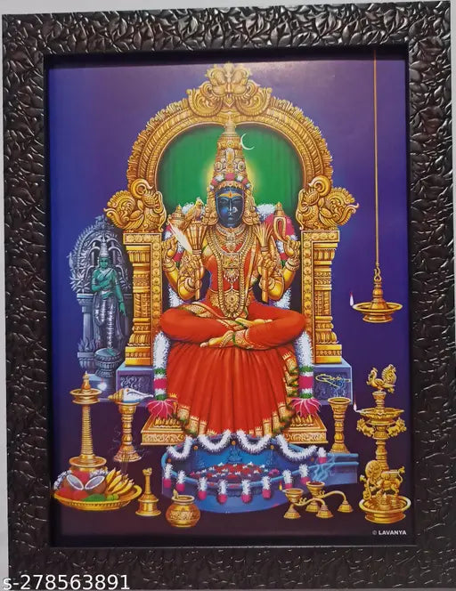 Synthetic resin, 13x10 inch Goddess Kanchi Kamakshi photo frame, Indian indoor decor