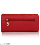 Red wallet with zip closure, multiple card slots
