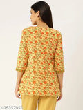 Indian-made cotton sleeveless top & 3/4th sleeve jacket, sophisticated printed pattern for women's formal wear