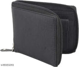 Black faux leather Roin chain wallet with 2 compartments, 3 card slots, and 1 coin pocket - latest men's accessory from India