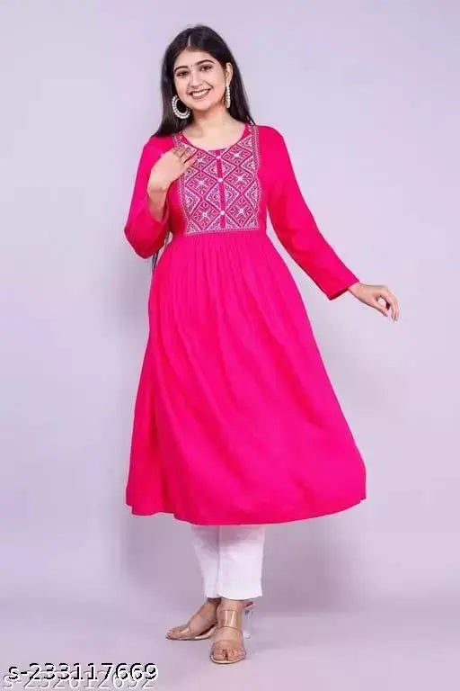 Rayon long-sleeve solid Creap embroidery, high-quality Indian fashion wear