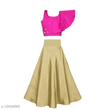 Elegant cotton blend taffeta lehenga choli with mirror work, suitable for little girls at weddings and festivals (Lehenga sizing: 3-16 years)