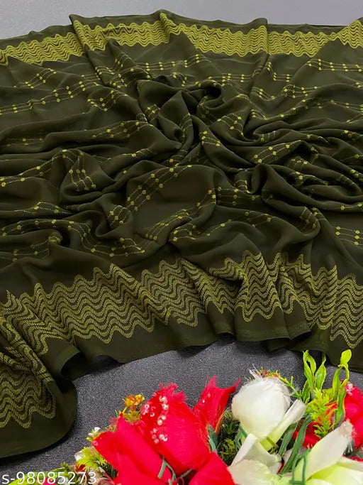 Heavy soft georgette velor work saree