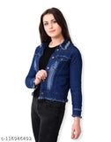 Blue denim jacket, three-quarter sleeves, solid design, high-quality Indian craftsmanship