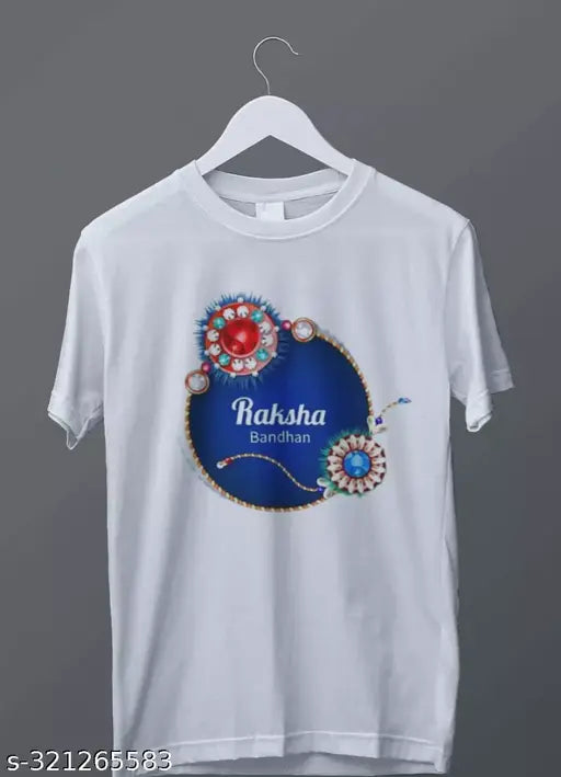 Polycotton printed Raksha Bandhan t-shirt, short sleeves, Indian festival wear