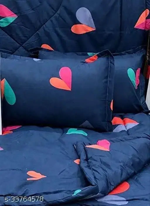 Elegant floral cotton blankets set - free size 100x90 AC comforter & bed sheet with 2 pillow covers