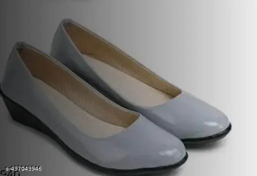 Grey patent leather slip-on ballerinas by HAGAM - lightweight & comfortable women's belly footwear" (120 characters)