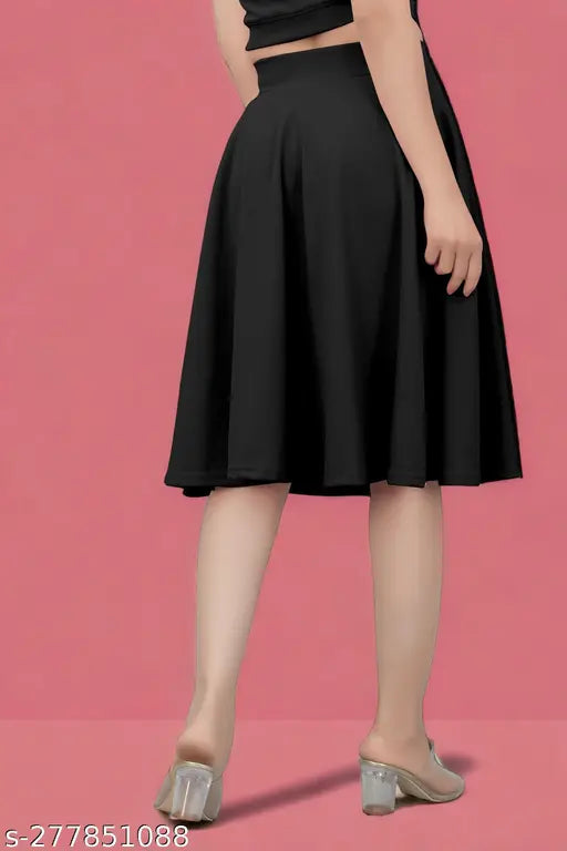Women's black western skirt, checkered pattern, flared silhouette