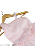 Stylish pink knit party frock dress, size 3 for girls age 4 years