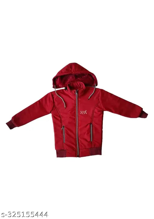 Red hoodie with a zipper and white lettering on the chest