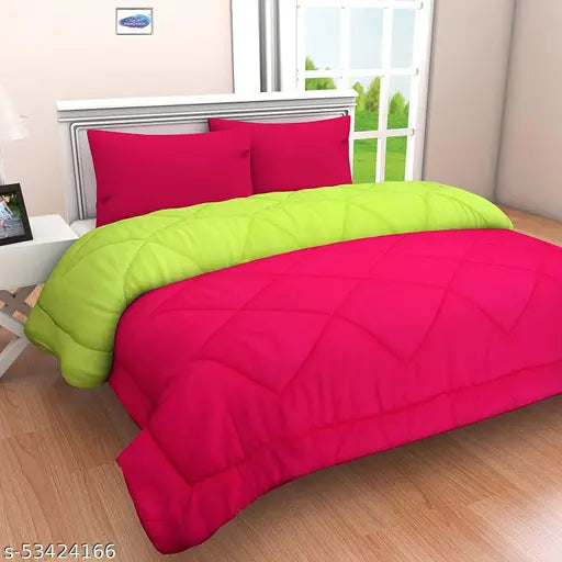 Red & Green PumPum Microfiber Reversible Comforter, luxurious plush king size (100x90 inch)