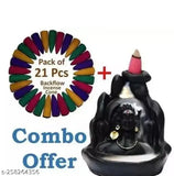 Handcrafted Adi Shankara resin statue of Lord Adiyogi, incense holder with 21 free backflow incense cones for fragrant smoke fountain