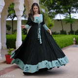 Blue traditional Indian kameez dress, long skirt with ruffles