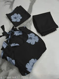 Black and blue georgette print three-quarter sleeve women's formal gown with matching dupatta set