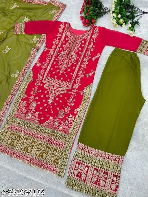 Heavy viscose velvet party top with pent, vibrant in Indian palazzos