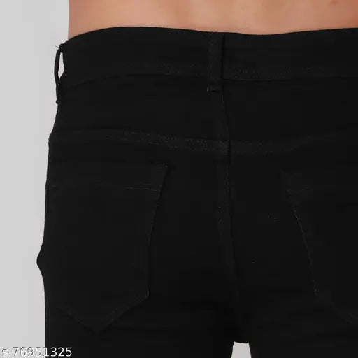 Black slim fit jeans for men - Solid black silk jeans with a stylish fit, perfect for everyday wear