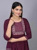 Rayon maroon kurta pant embroidery set with sequence embellishments, three-quarter sleeves, available in S, M, L, XL, XXL, XXXL, 4XL