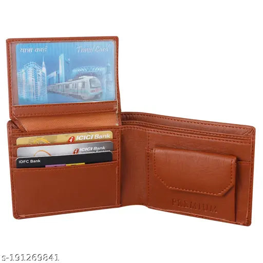Branded faux leather wallet for men, premium quality, 2 compartments, solid design, free size, made in India
