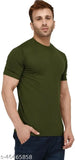 Olive green, dark blue & lite grey solid men's half sleeve round neck t-shirts (pack of 3), cotton, bio wash fabric, soft, made in India