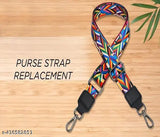 A multi-colored woven strap for shoulder strap replacement, adjustable in length, suitable for handbags and guitar cases