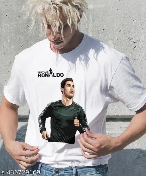 Cristiano Ronaldo printed polycotton men's t-shirt in various styles - round neck, half sleeves, regular fit, ultra-soft and lightweight