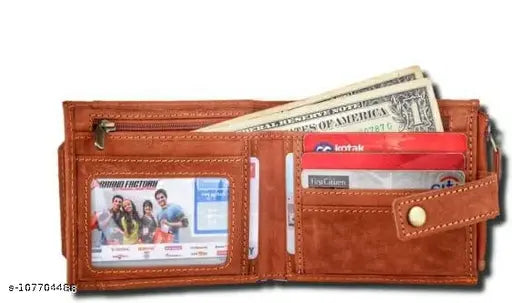 Genuine leather RFID wallet by SONRISA Men, 12 card slots, solid pattern, free size (11cm x 10cm), premium quality accessory