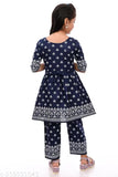 Festive Rayon Nyra A-line top & Palazzo set for girls, printed with Indian ethnic motifs, suitable for casual to semi-formal events