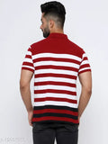 Cotton blend colorblocked half-sleeve polo neck t-shirt, single N unit, stylish fit from Indian brand GENTINO