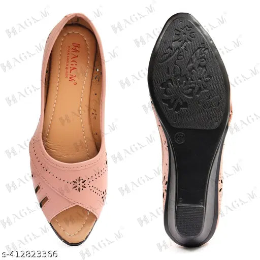 Synthetic leather, lightweight pink ballerinas - HAGAM women's comfortable belly footwear on display