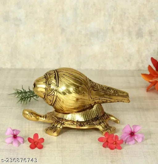 Metal shank tortoise statue for vastu, home decoration and temple showpiece item with metal gifting purpose, 15cm x 7.5cm x 12.5cm