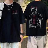 Men's black cotton graphic printed oversized tee, perfect for casual wear and sports activities. XL size, made in India