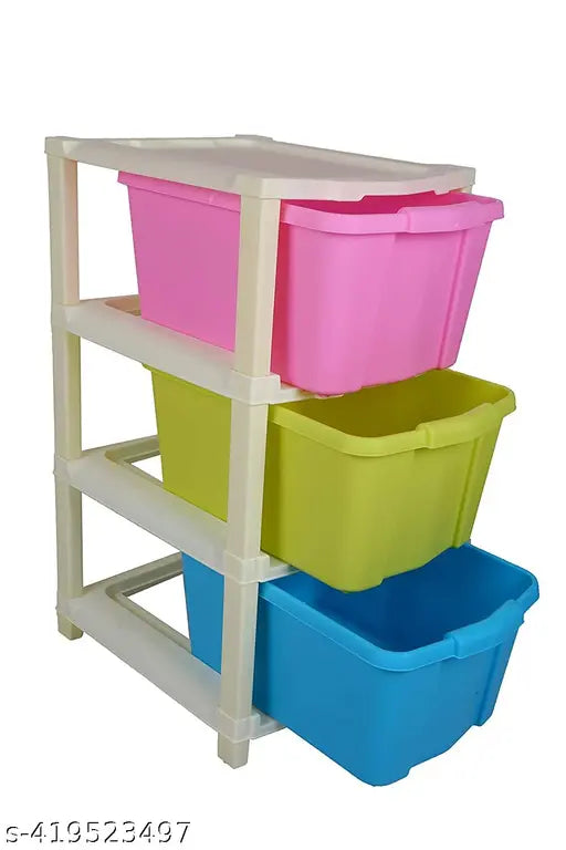 White plastic multi-purpose modular chest storage organizer with compartments