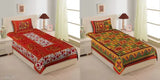 Trendy cotton single bedsheet (85x59), 160 thread count, pack of 2 with 2 pillow covers, Indian origin