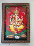 Synthetic resin Lord Ganesha photo frame, 9x12 inches, Indian deity decor for home