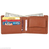 Leather tan wallet for men, solid pattern, 5 compartments, Indian-made gift
