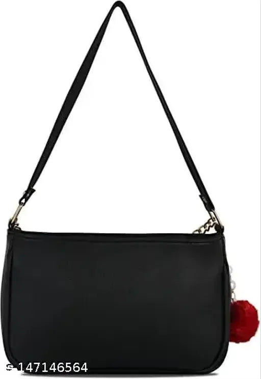 Black sling bag with red tag