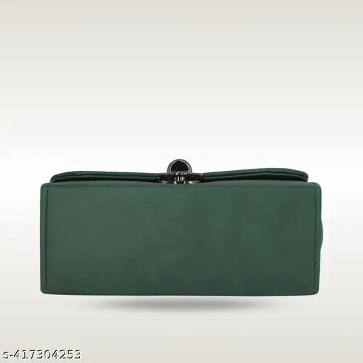 Green faux leather sling bag, perfect for women and girls
