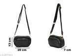 Black Parachute Textured Sling Bag, Medium Size