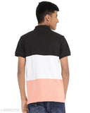 Cotton blend colorblocked men's t-shirt with pocket, fashionable half sleeve polo in multiple sizes (S-XXL)