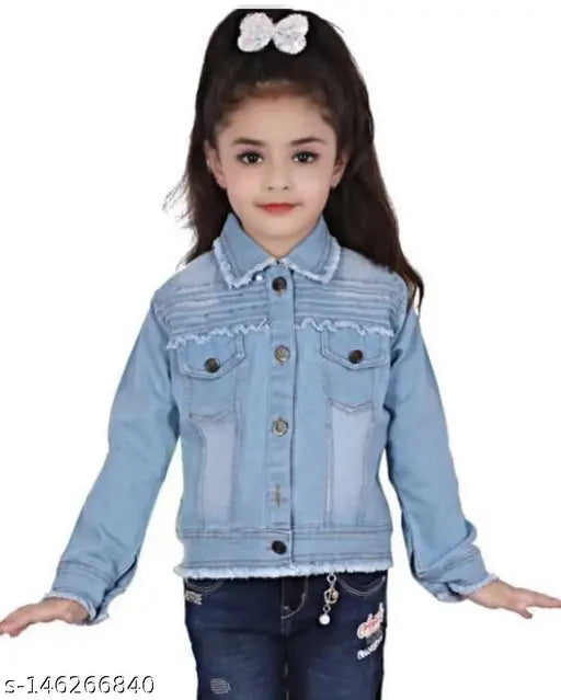 Denim kid light dhaga jackets & coats, solid color, long sleeves. Kids denim jackets for sale in various sizes: 3-4 Years, 4-5 Years, 5-6 Years, etc., from India
