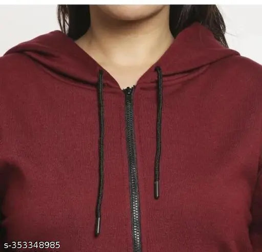 Stylish fleece XXL zipper hoodie, solid color, plus size for women